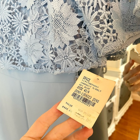 NWT $485 Space Style Concept Azalea Lt Blue Lace Crop Top Detail Dress Jumpsuit - Picture 4 of 6